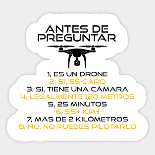 Drone Pregunta Negro Español Sticker